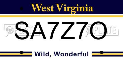 SA7Z7O West Virginia License Plate