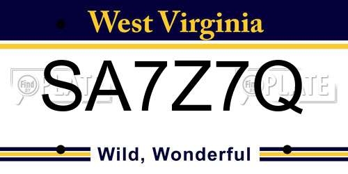 SA7Z7Q West Virginia License Plate