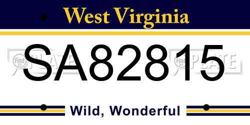 SA82815 West Virginia License Plate