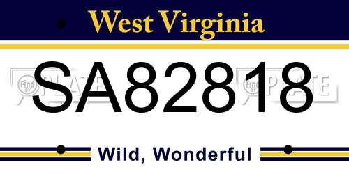 SA82818 West Virginia License Plate