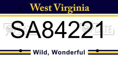 SA84221 West Virginia License Plate