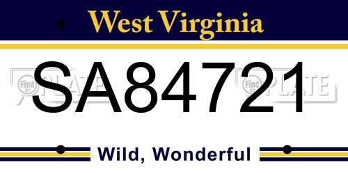 SA84721 West Virginia License Plate