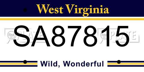SA87815 West Virginia License Plate