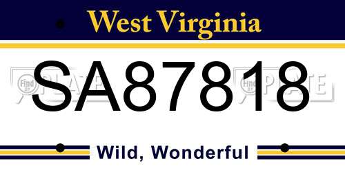 SA87818 West Virginia License Plate