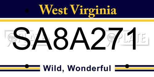 SA8A271 West Virginia License Plate