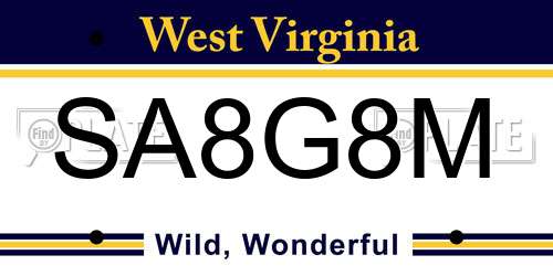 SA8G8M West Virginia License Plate
