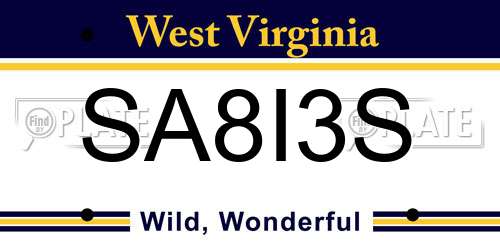 SA8I3S West Virginia License Plate