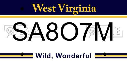 SA8O7M West Virginia License Plate