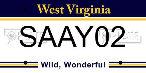 SAAY02 West Virginia License Plate