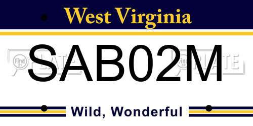 SAB02M West Virginia License Plate