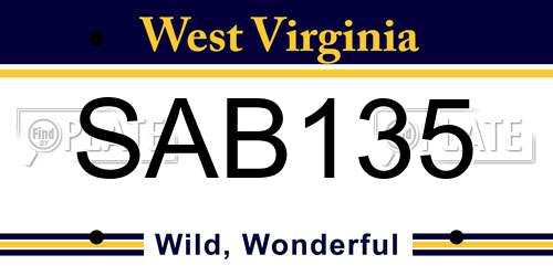 SAB135 West Virginia License Plate