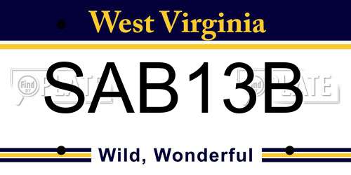 SAB13B West Virginia License Plate