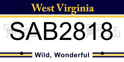SAB2818 West Virginia License Plate