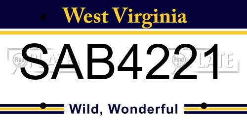 SAB4221 West Virginia License Plate