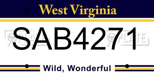 SAB4271 West Virginia License Plate