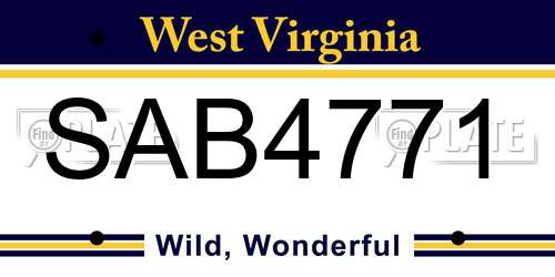SAB4771 West Virginia License Plate