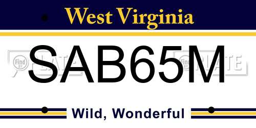 SAB65M West Virginia License Plate