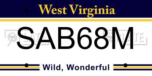 SAB68M West Virginia License Plate