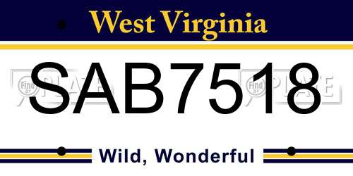 SAB7518 West Virginia License Plate