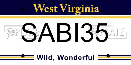 SABI35 West Virginia License Plate