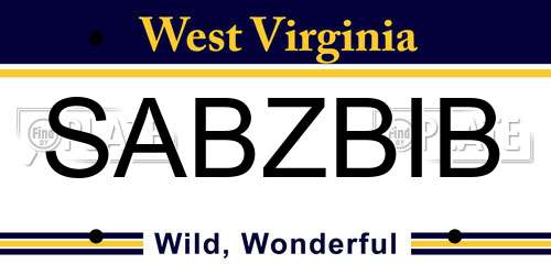 SABZBIB West Virginia License Plate