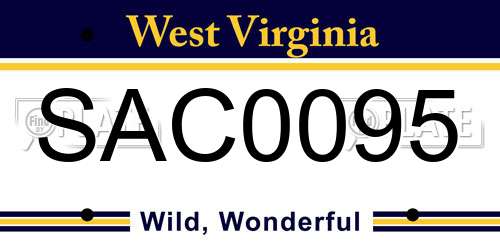 SAC0095 West Virginia License Plate