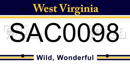 SAC0098 West Virginia License Plate