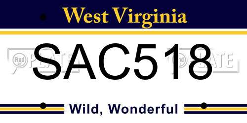 SAC518 West Virginia License Plate