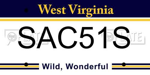 SAC51S West Virginia License Plate