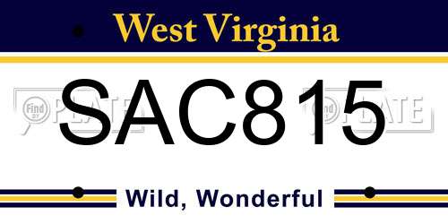 SAC815 West Virginia License Plate