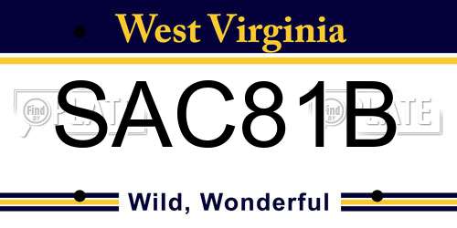 SAC81B West Virginia License Plate