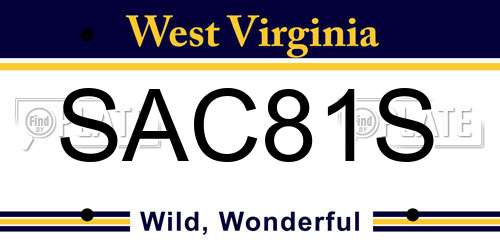 SAC81S West Virginia License Plate