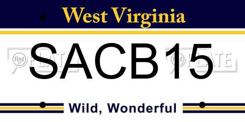 SACB15 West Virginia License Plate