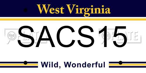 SACS15 West Virginia License Plate
