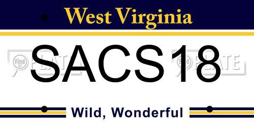 SACS18 West Virginia License Plate