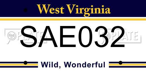 SAE032 West Virginia License Plate