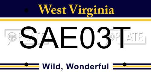 SAE03T West Virginia License Plate