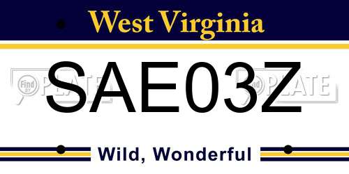 SAE03Z West Virginia License Plate