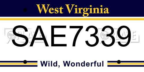 SAE7339 West Virginia License Plate