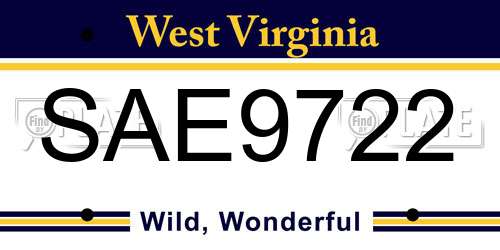 SAE9722 West Virginia License Plate