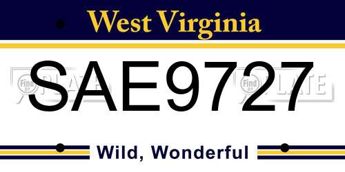 SAE9727 West Virginia License Plate