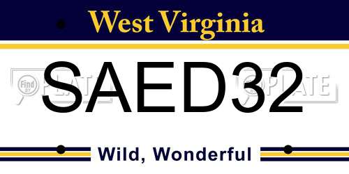 SAED32 West Virginia License Plate