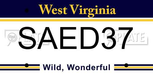 SAED37 West Virginia License Plate