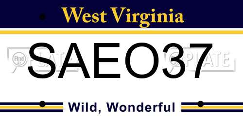 SAEO37 West Virginia License Plate
