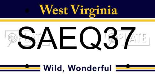 SAEQ37 West Virginia License Plate