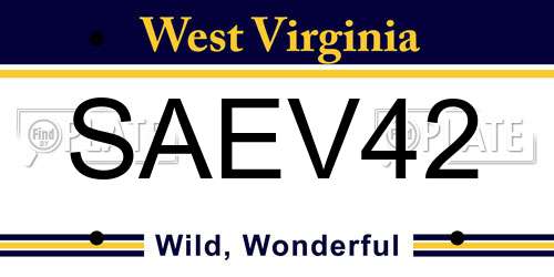 SAEV42 West Virginia License Plate