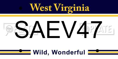 SAEV47 West Virginia License Plate