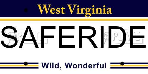 SAFERIDE West Virginia License Plate