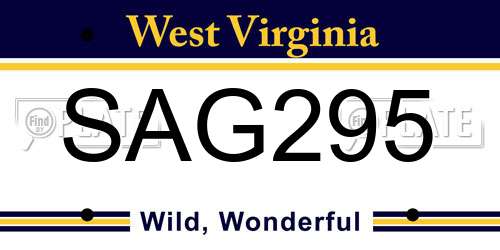 SAG295 West Virginia License Plate