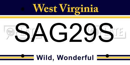 SAG29S West Virginia License Plate